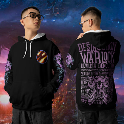 Destruction Warlock - WoW Class Guide V3 - All-over Print Hoodie