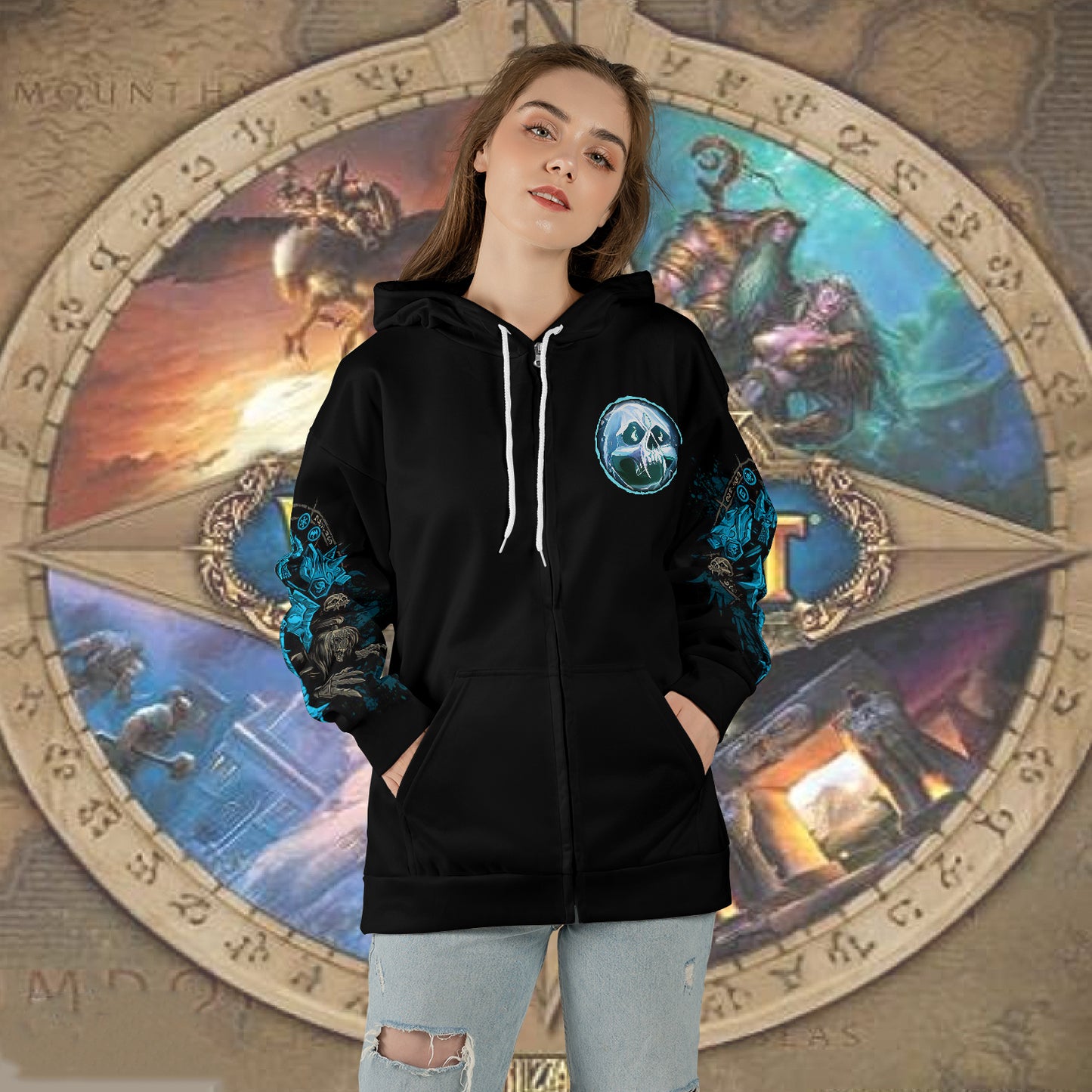 WoW Class Frost Death Knight Guide V1 All-over Print Zip Hoodie