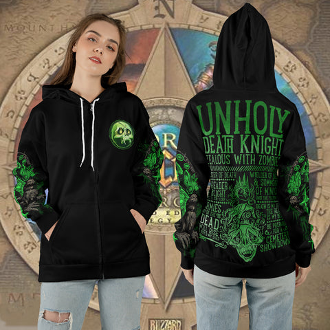 WoW Class Unholy Death Knight Guide V1 All-over Print Zip Hoodie
