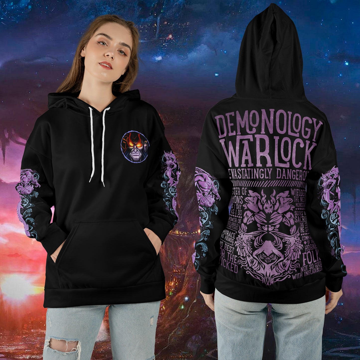 Demonology Warlock - WoW Class Guide V3 - All-over Print Hoodie