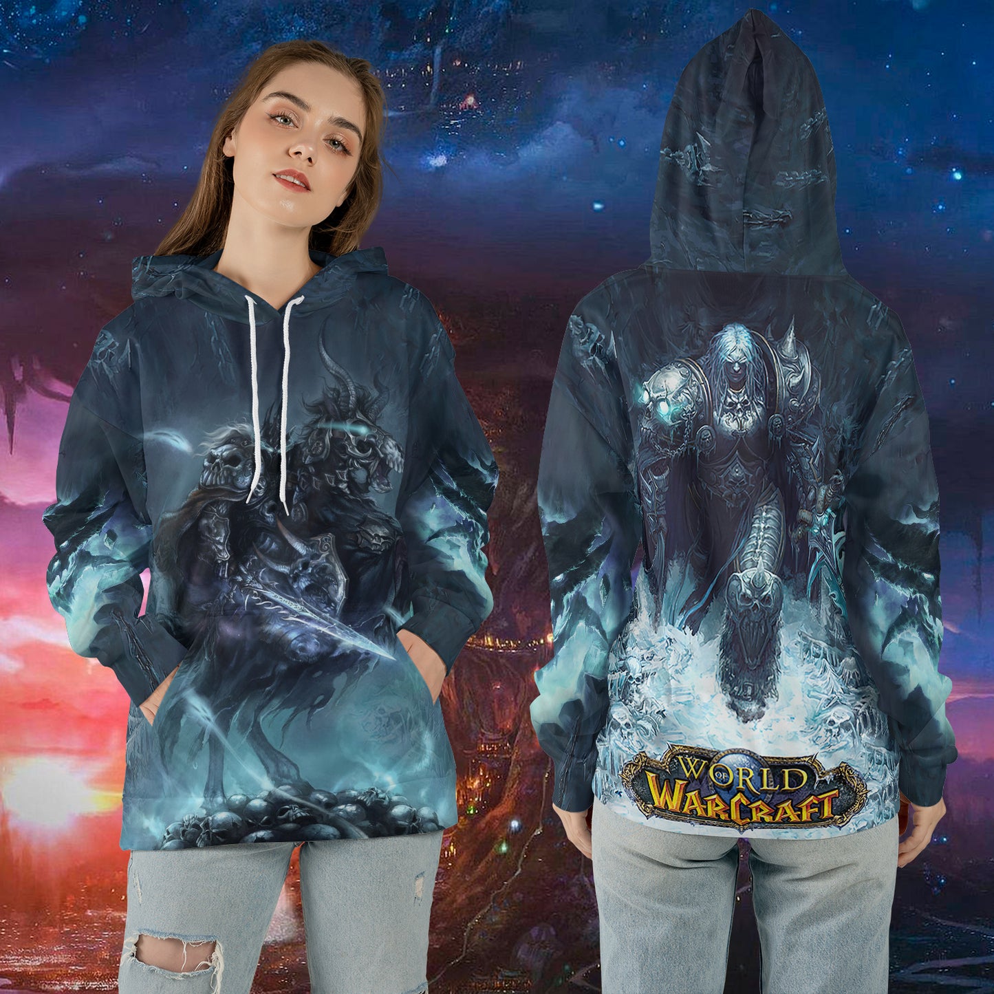 Lich King - Lord of the Scourge V7 WoW AOP Hoodie