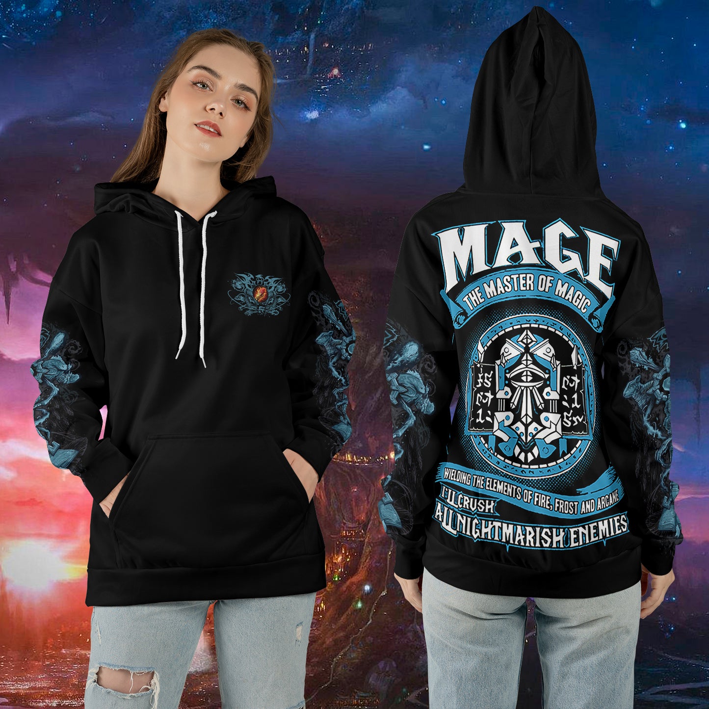 Mage Class Definition - WoW Class V3 - All-over Print Hoodie