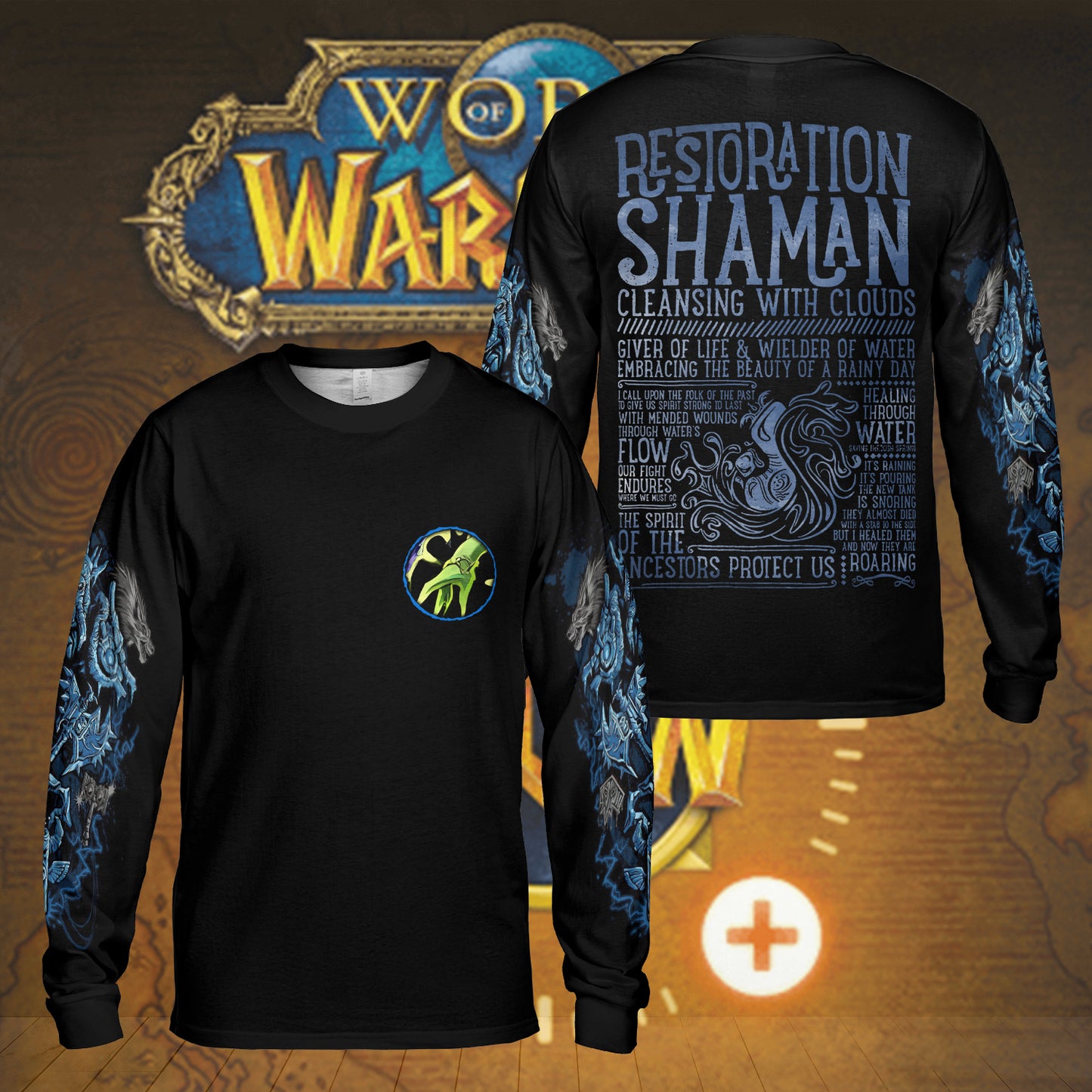 Restoration Shaman - Wow Class Guide V3 - AOP Long Sleeve Shirt
