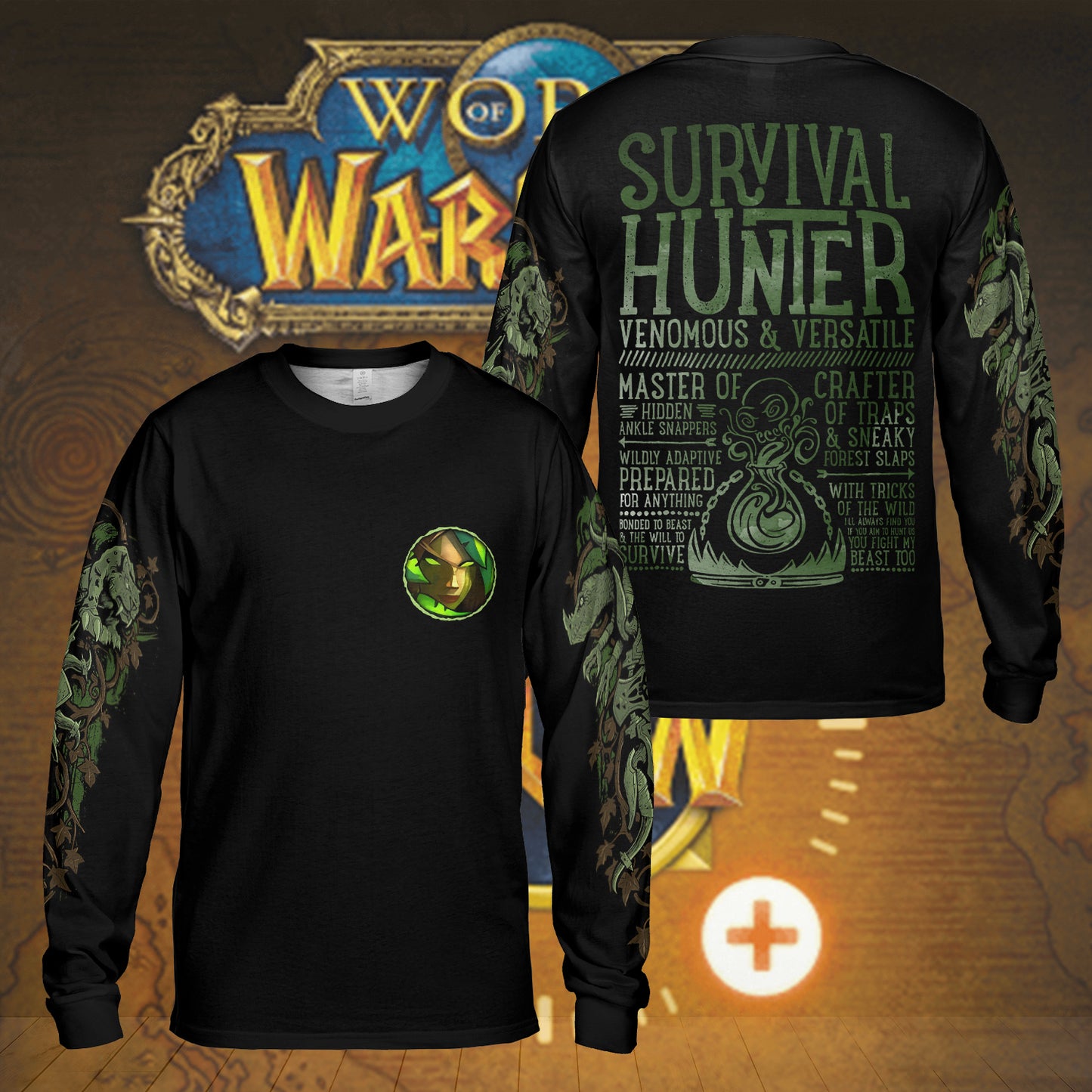 Survival Hunter - Wow Class Guide V3 - AOP Long Sleeve Shirt
