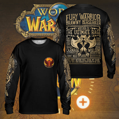 Fury Warrior - Wow Class Guide V3 - AOP Long Sleeve Shirt