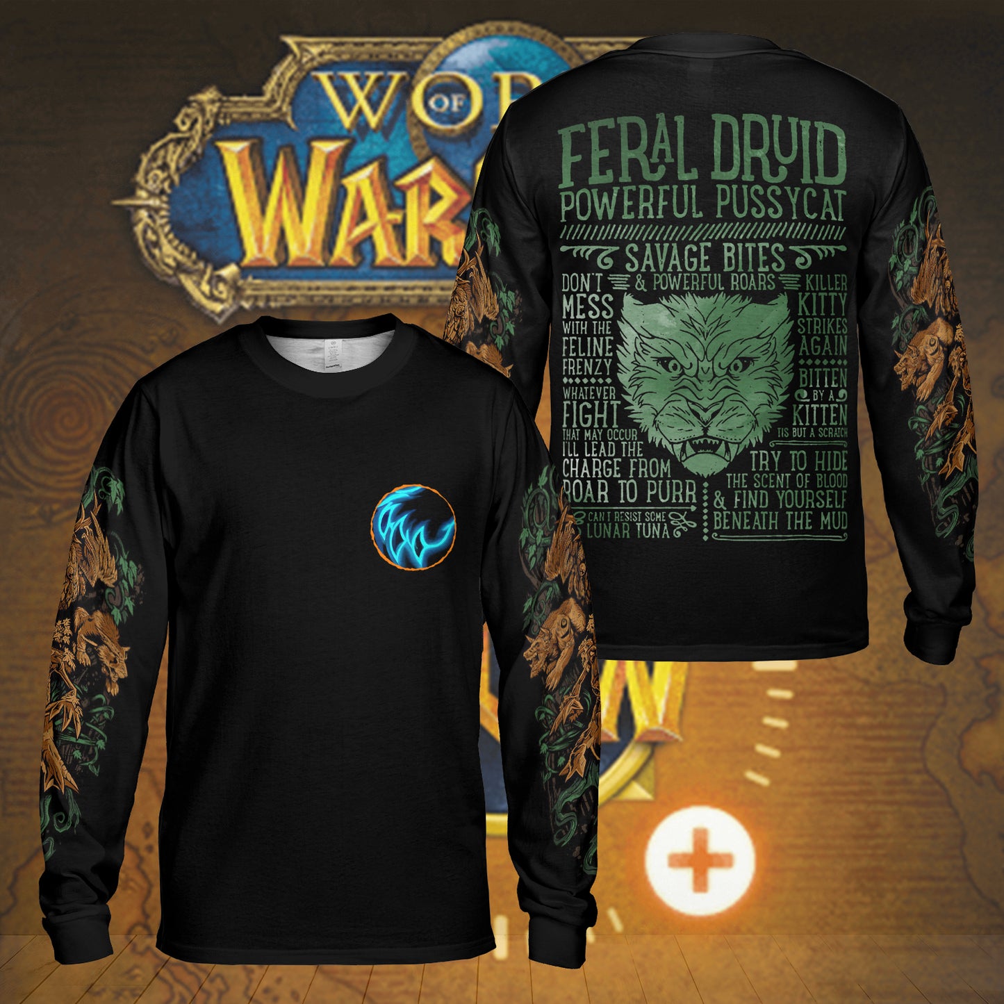 Feral Druid - Wow Class Guide V3 - AOP Long Sleeve Shirt
