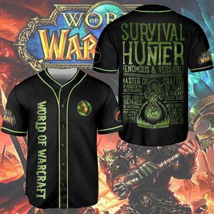 Wow Class Survival Hunter Guide AOP Baseball Jersey Without Piping