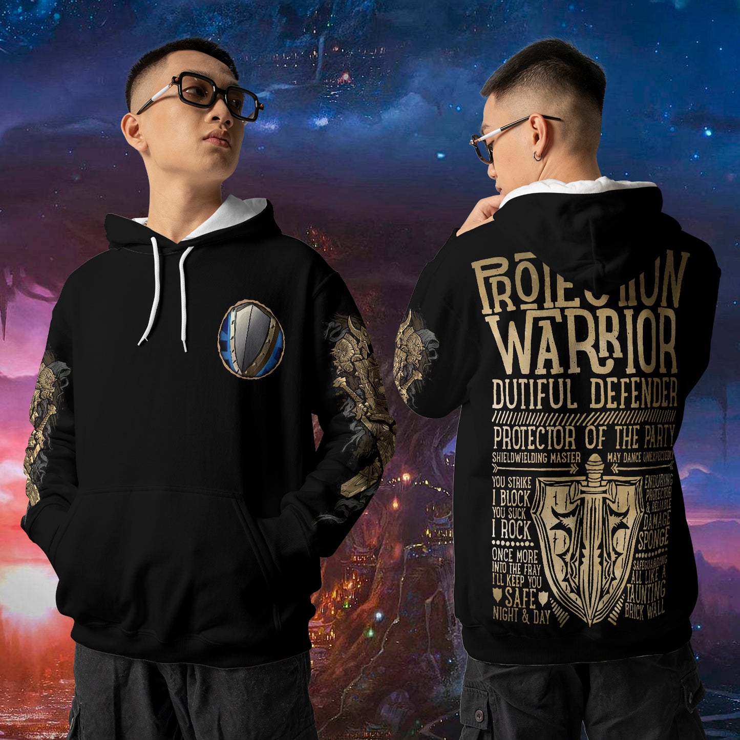 Protection Warrior - WoW Class Guide V3 - All-over Print Hoodie