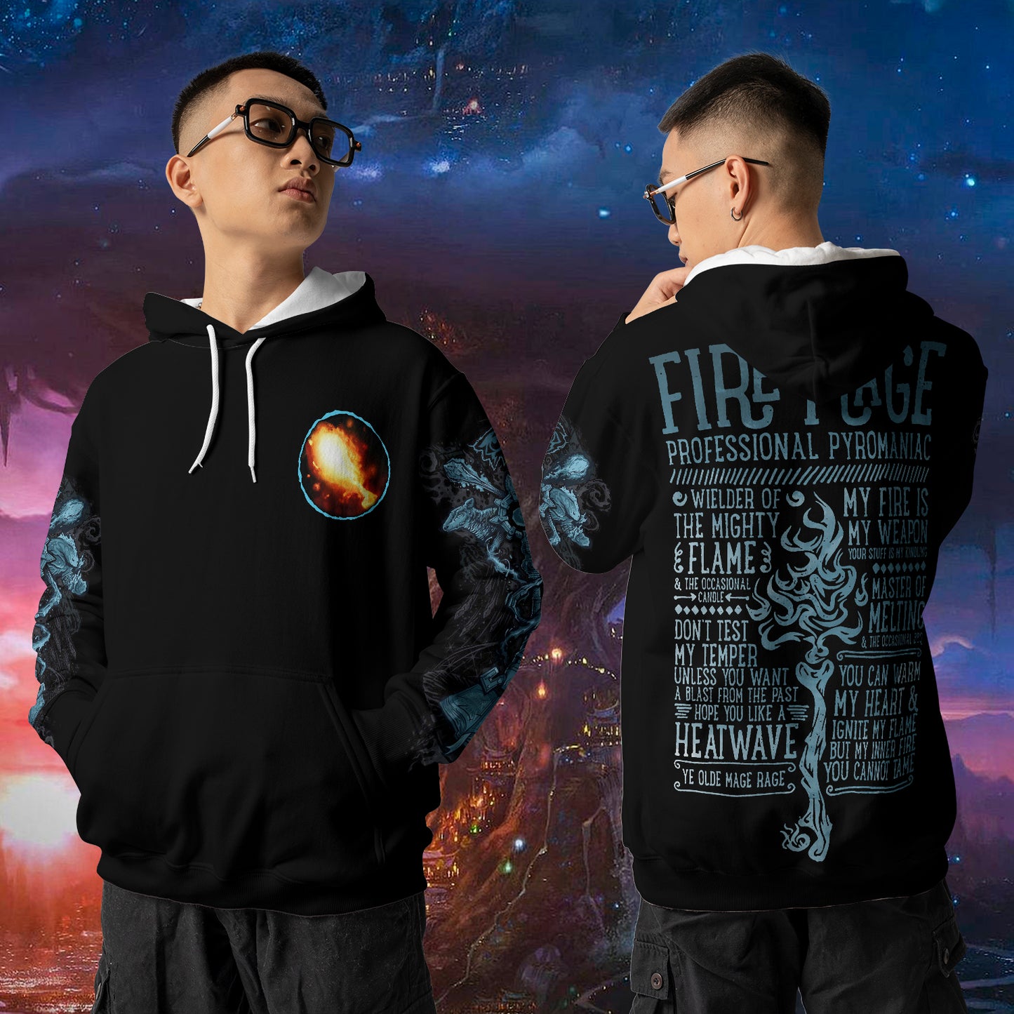 Fire Mage - WoW Class Guide V3 - All-over Print Hoodie