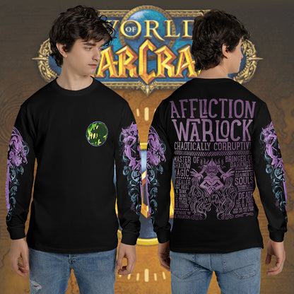 Affliction Warlock - Wow Class Guide V3 - AOP Long Sleeve Shirt