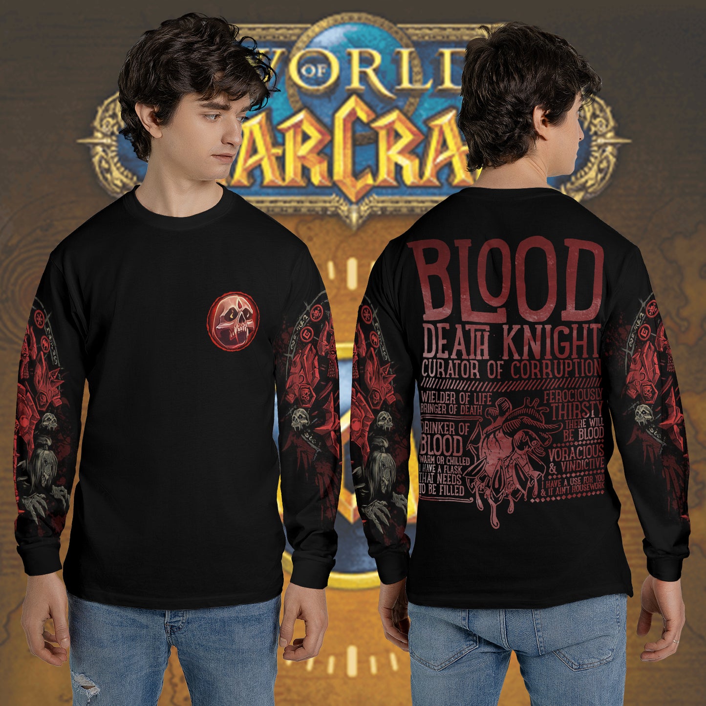 Blood Death Knight Guide Wow V3 AOP Long Sleeve Shirt