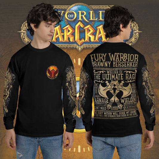 Fury Warrior - Wow Class Guide V3 - AOP Long Sleeve Shirt