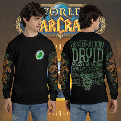 Restoration Druid - Wow Class Guide V3 - AOP Long Sleeve Shirt