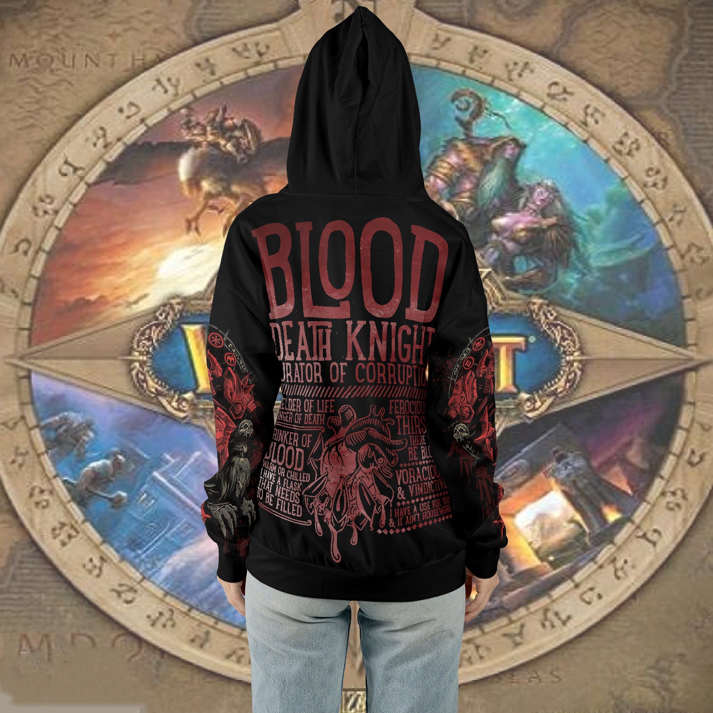 WoW Class Blood Death Knight Guide V1 All-over Print Zip Hoodie