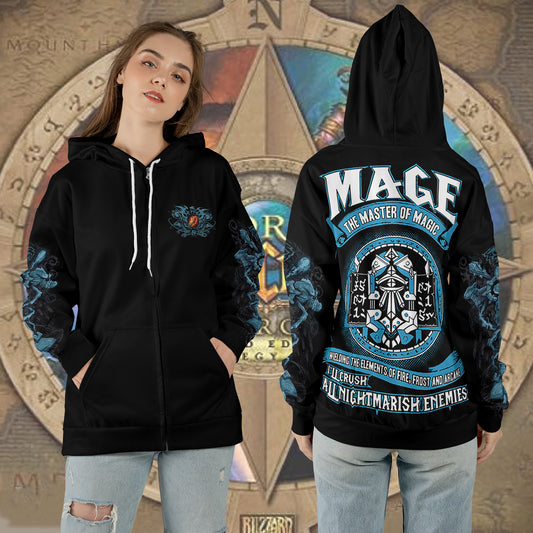 Mage Class Definition All-over Print Zip Hoodie ( Midweight )