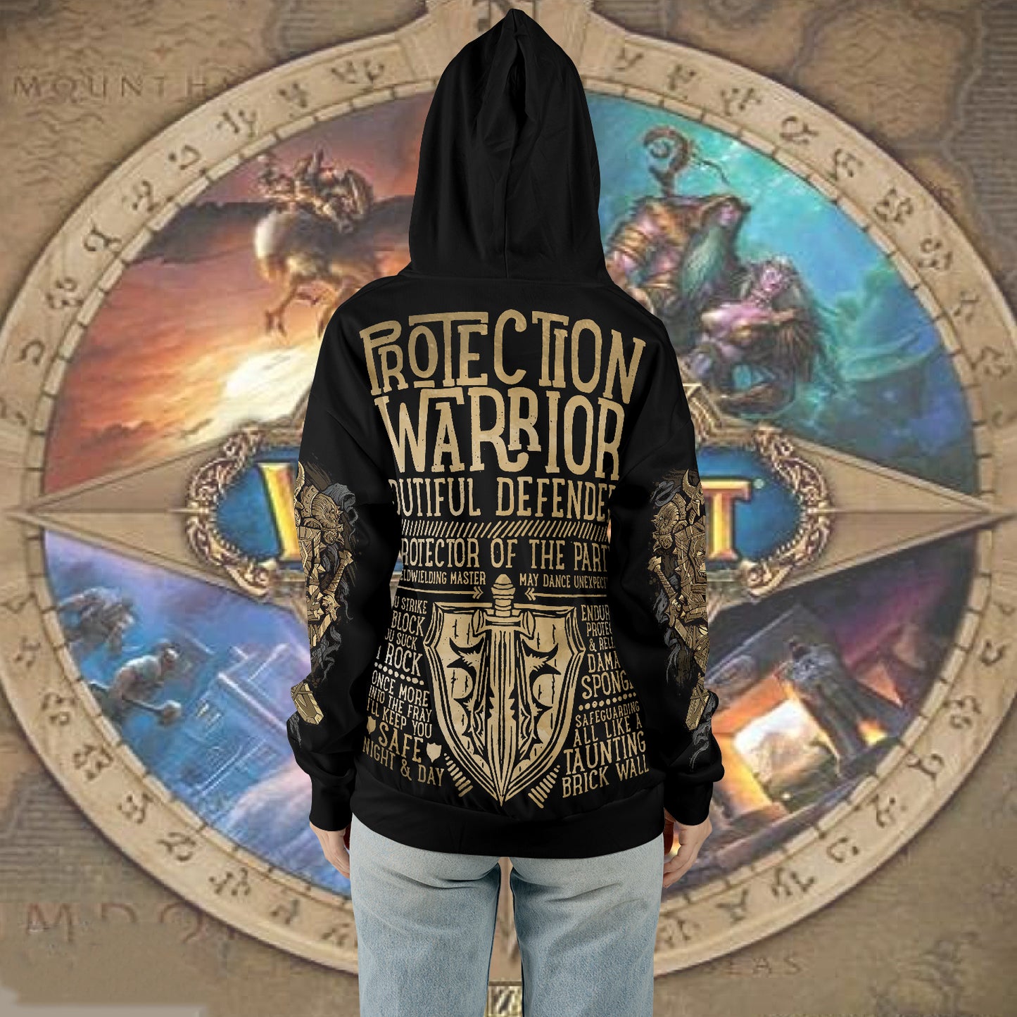 WoW Class Protection Warrior Guide V1 All-over Print Zip Hoodie