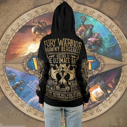 WoW Class Fury Warrior Guide V1 All-over Print Zip Hoodie