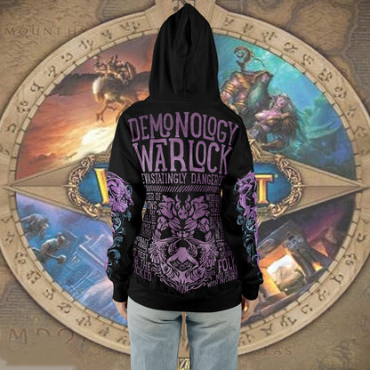WoW Class Demonology Warlock Guide V1 All-over Print Zip Hoodie