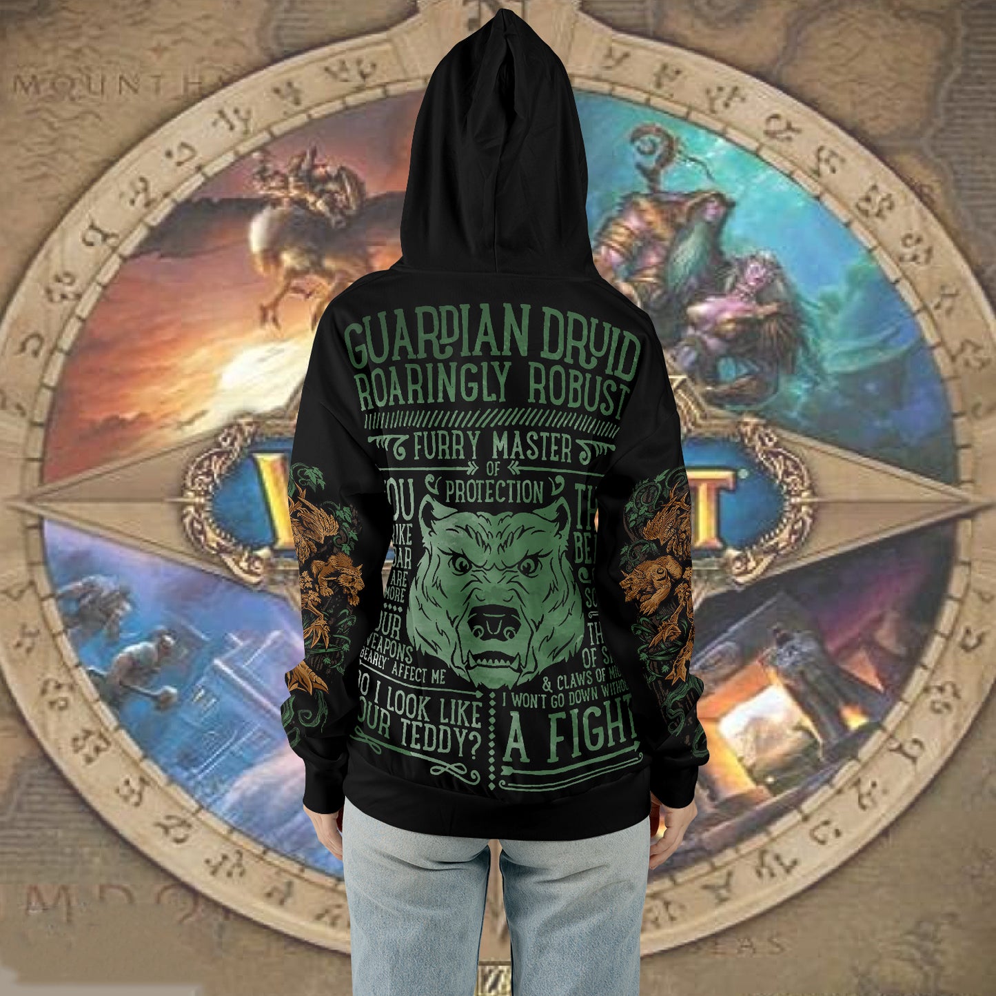 WoW Class Guardian Druid Guide V1 All-over Print Zip Hoodie