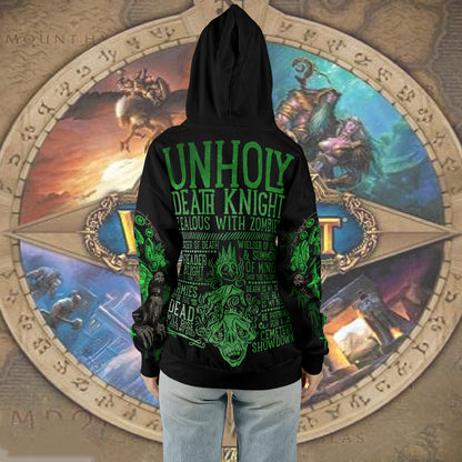 WoW Class Unholy Death Knight Guide V1 All-over Print Zip Hoodie