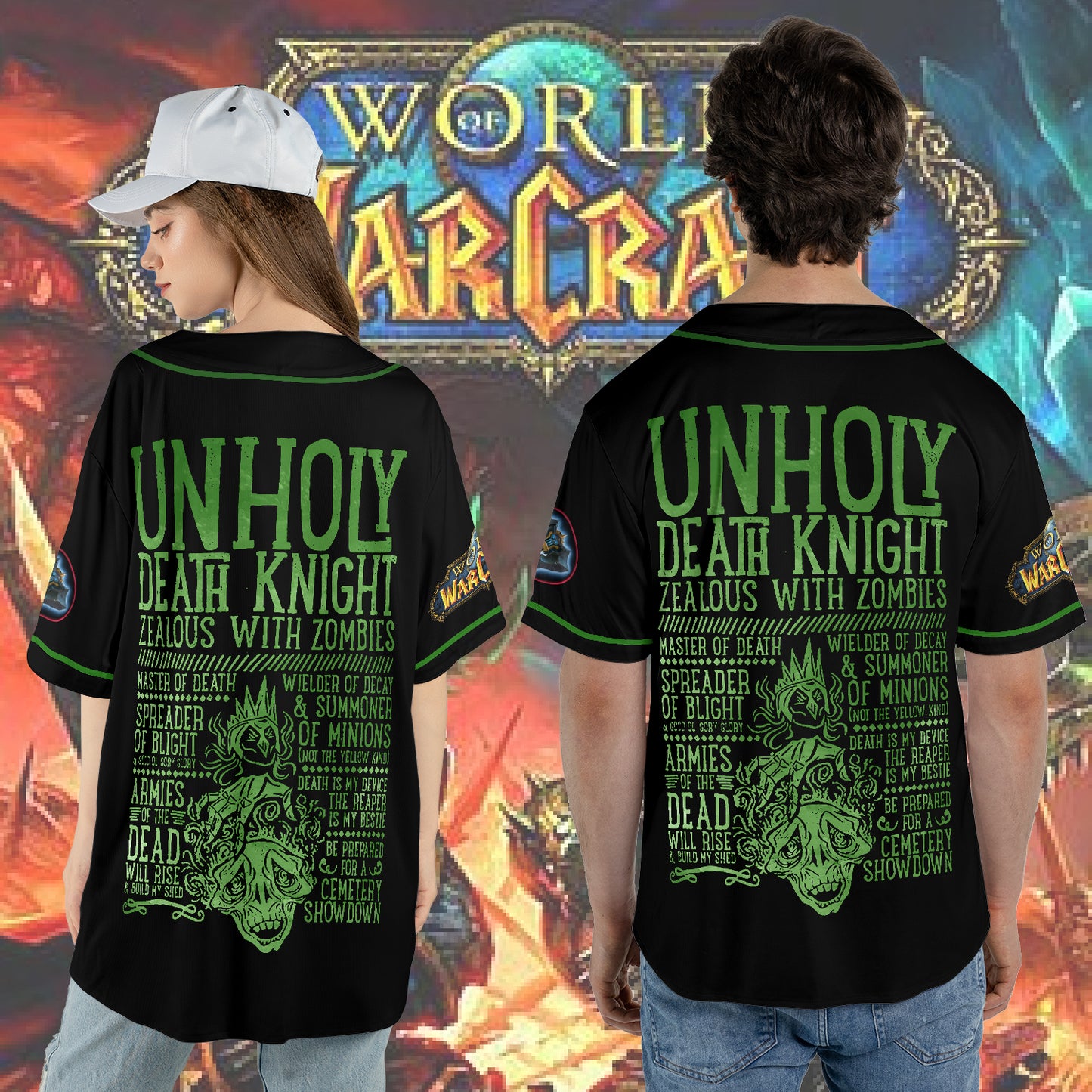 Wow Class Unholy Death Knight Guide AOP Baseball Jersey Without Piping