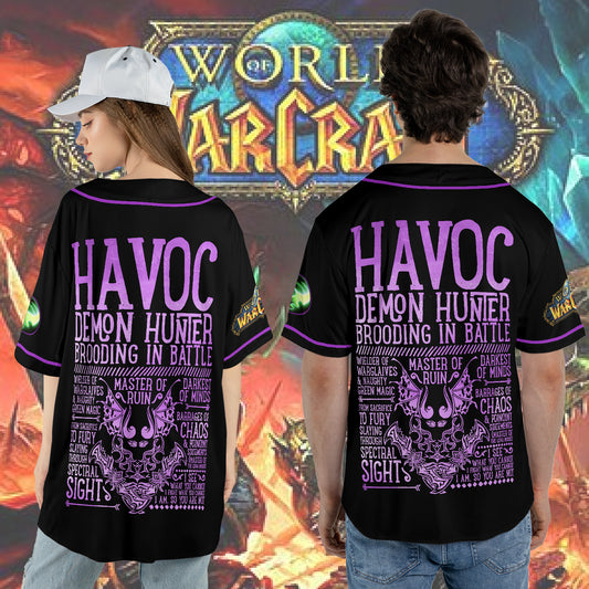 Wow Class Havoc Demon Hunter Guide AOP Baseball Jersey Without Piping