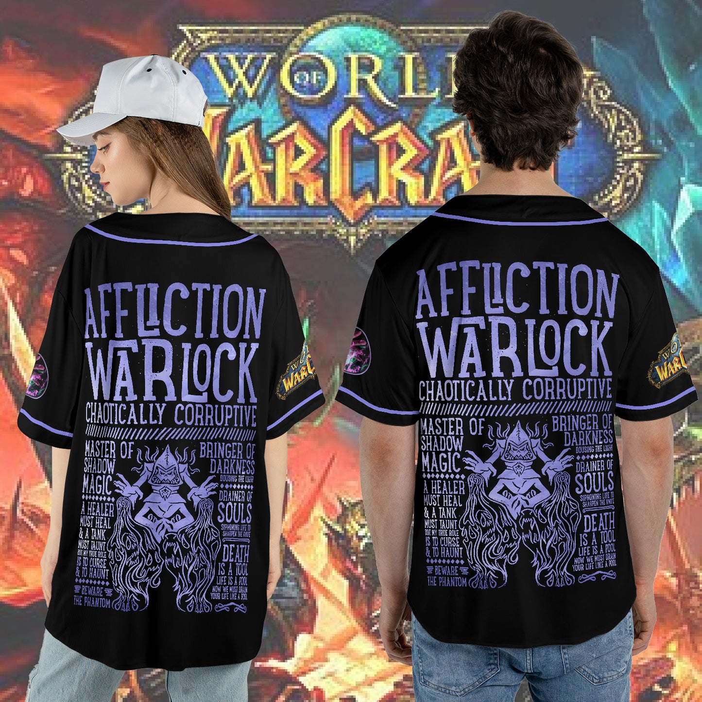 Wow Class Affliction Warlock Guide AOP Baseball Jersey Without Piping