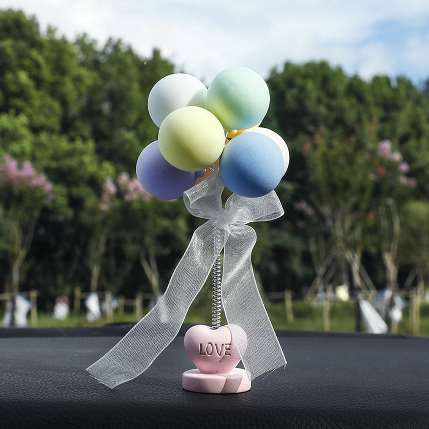 Lovely Colorful Balloons With Love Base Car Decoration
