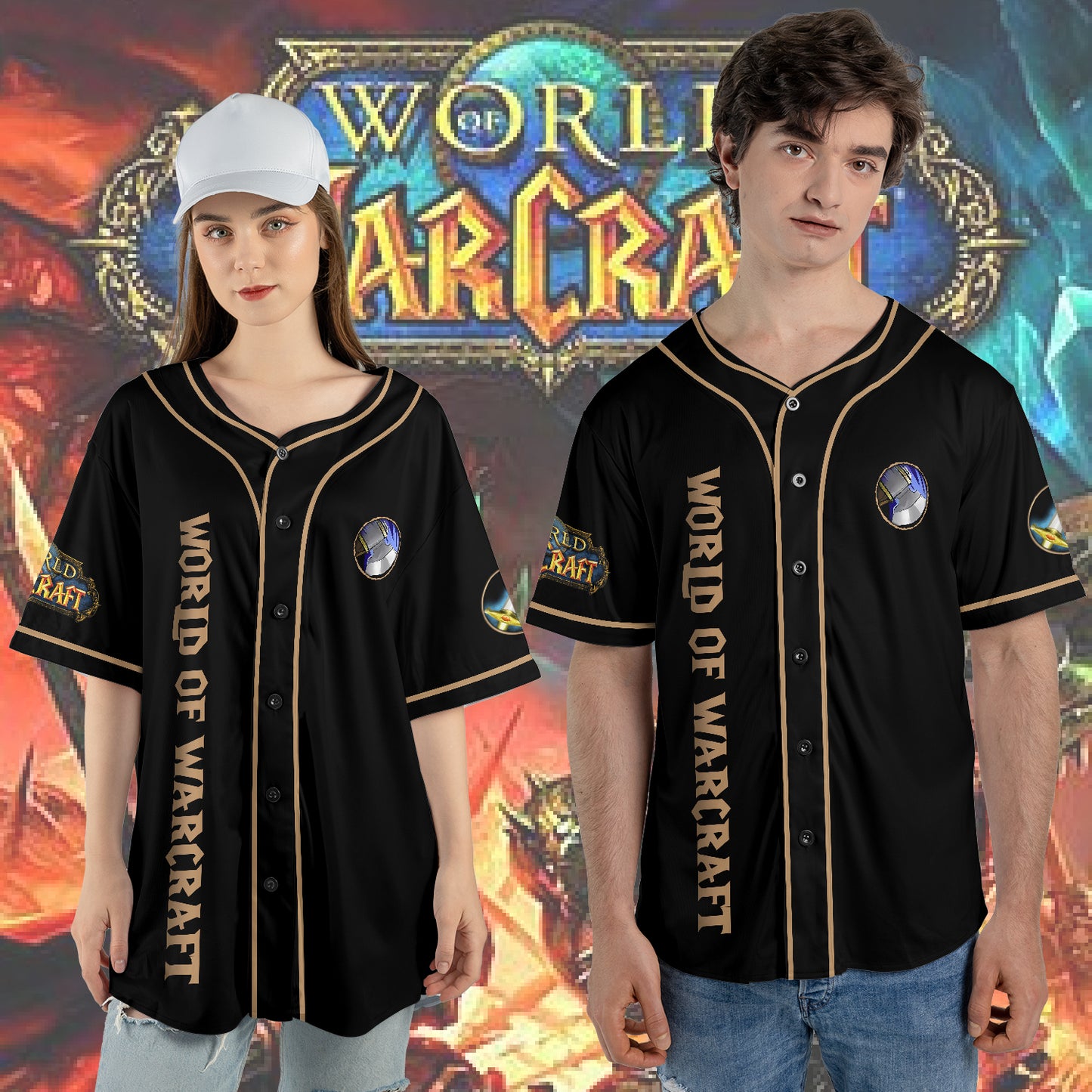 Wow Class Arms Warrior Guide AOP Baseball Jersey Without Piping