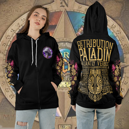 WoW Class Retribution Paladin Guide V1 All-over Print Zip Hoodie