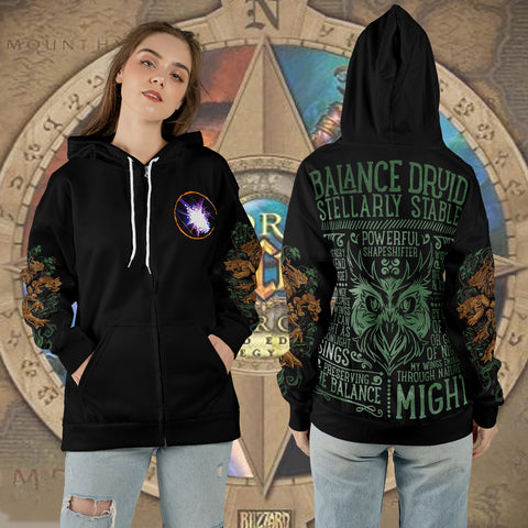WoW Class Balance Druid Guide V1 All-over Print Zip Hoodie