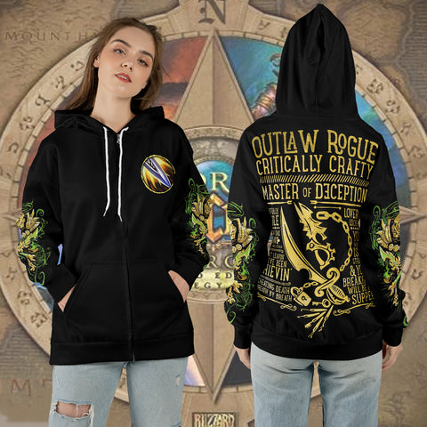 WoW Class Outlaw Rogue Guide V1 All-over Print Zip Hoodie