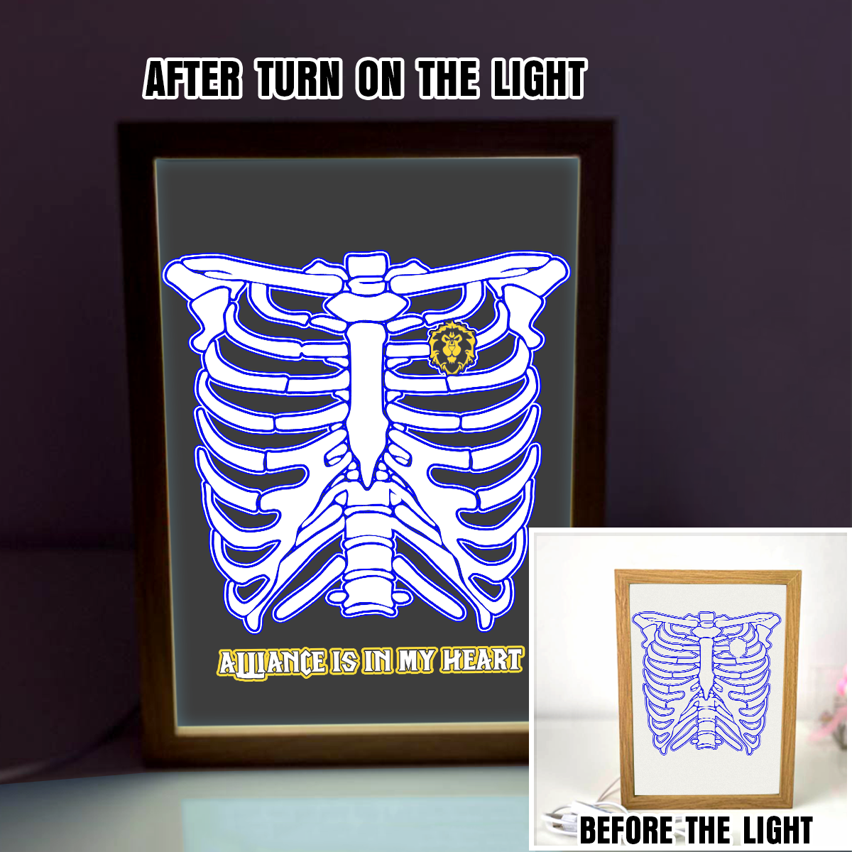 WoW Alliance Icon 4D Led Light Frame Night Light