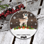 Deer Personalized Name Baby's First Christmas Ornament
