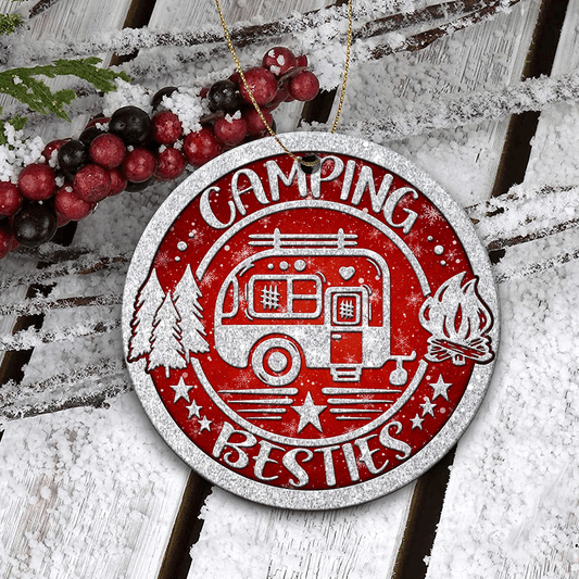 Camping Besties Christmas Acrylic/Wooden Ornament