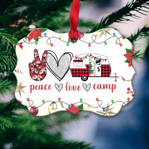 Camping Peace Love Ornaments Acrylic/Wooden Ornament 2