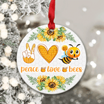 Peace Love Bees Acrylic/Wooden Ornament