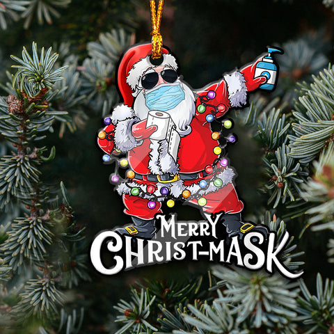 Merry Christmas Mask Acrylic/Wood Ornament