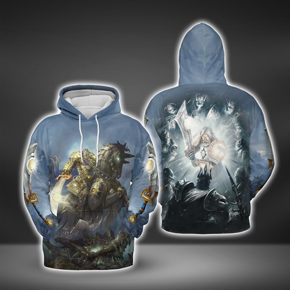 Tirion Fordring Highlord of the Argent Crusade WoW AOP Hoodie Premium