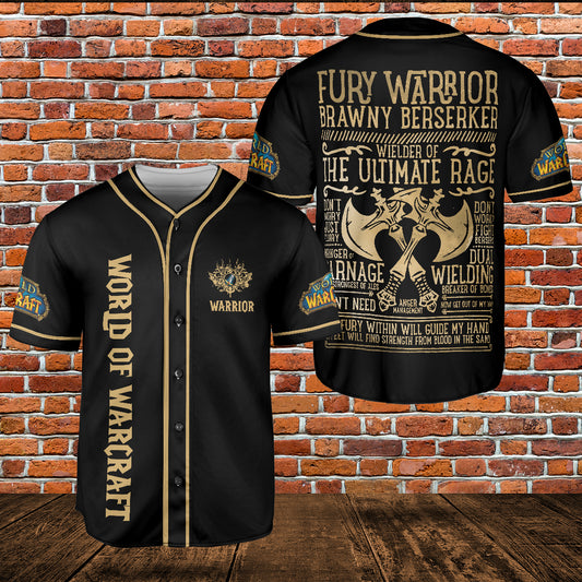 Fury Warrior Wow Collection AOP Baseball Jersey