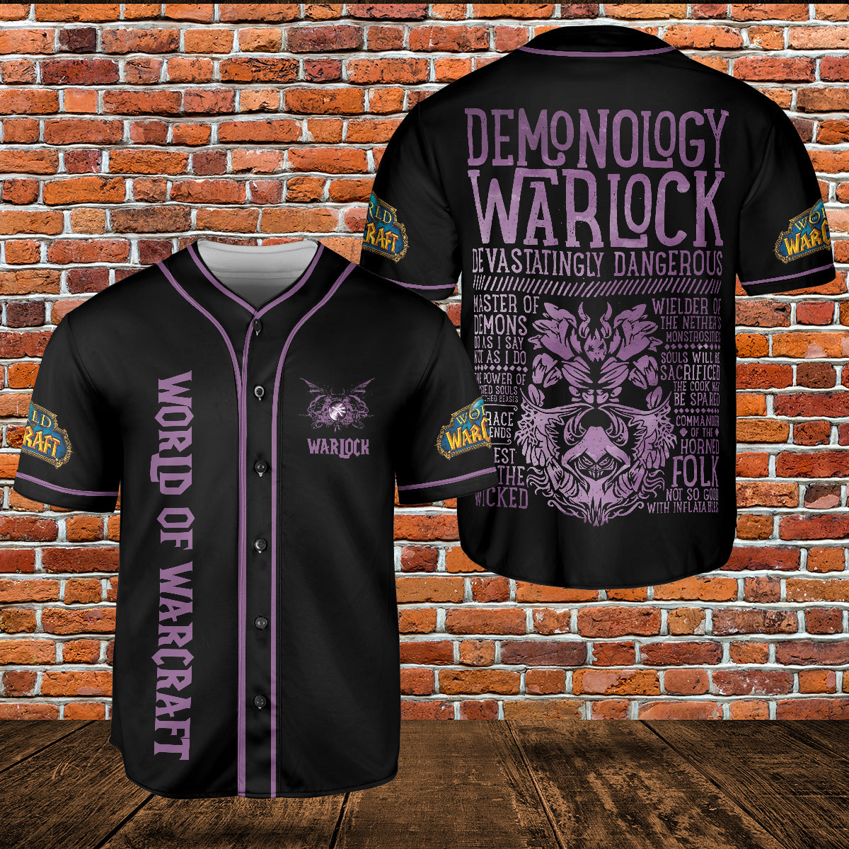 Demonology Warlock Wow Collection AOP Baseball Jersey
