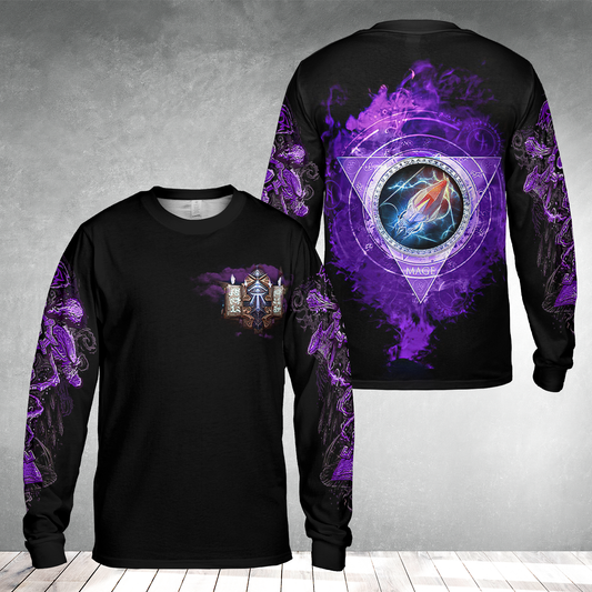 Mage Class Icon Color Wow AOP Long Sleeve Shirt
