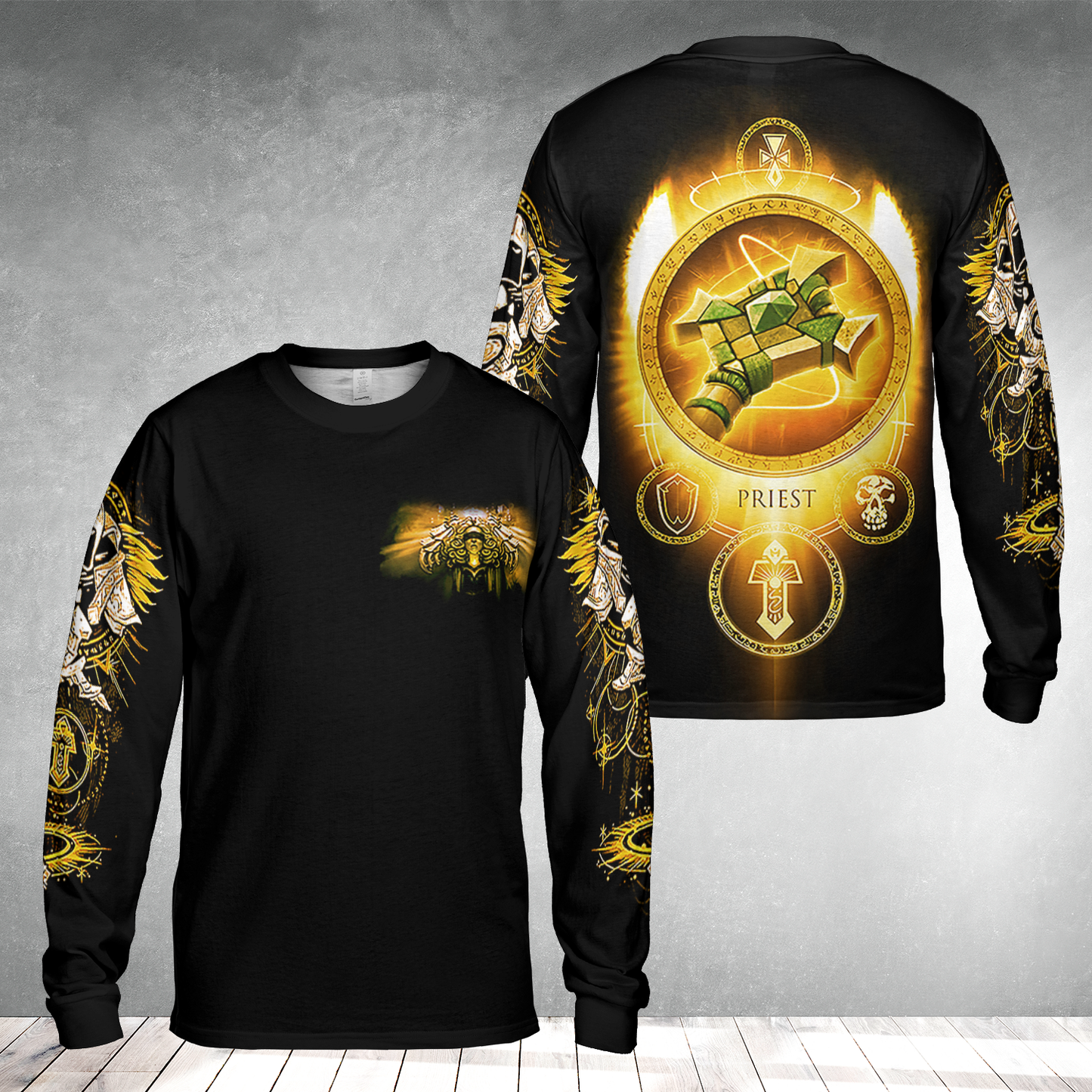 Priest Class Icon Color Wow AOP Long Sleeve Shirt