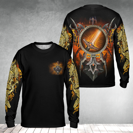 Warrior Class Icon Color Wow AOP Long Sleeve Shirt