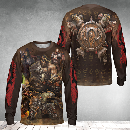 Hellscream Orc Horde Wow AOP Long Sleeve Shirt