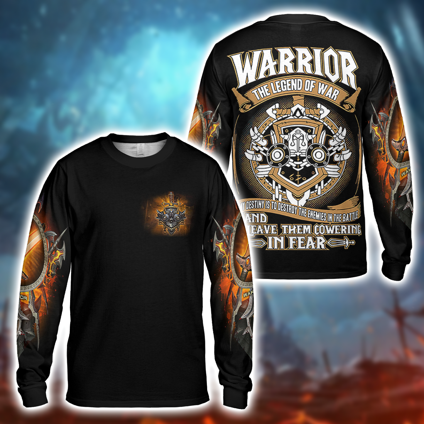 warrior class wow collector's edition AOP Long Sleeve Shirt