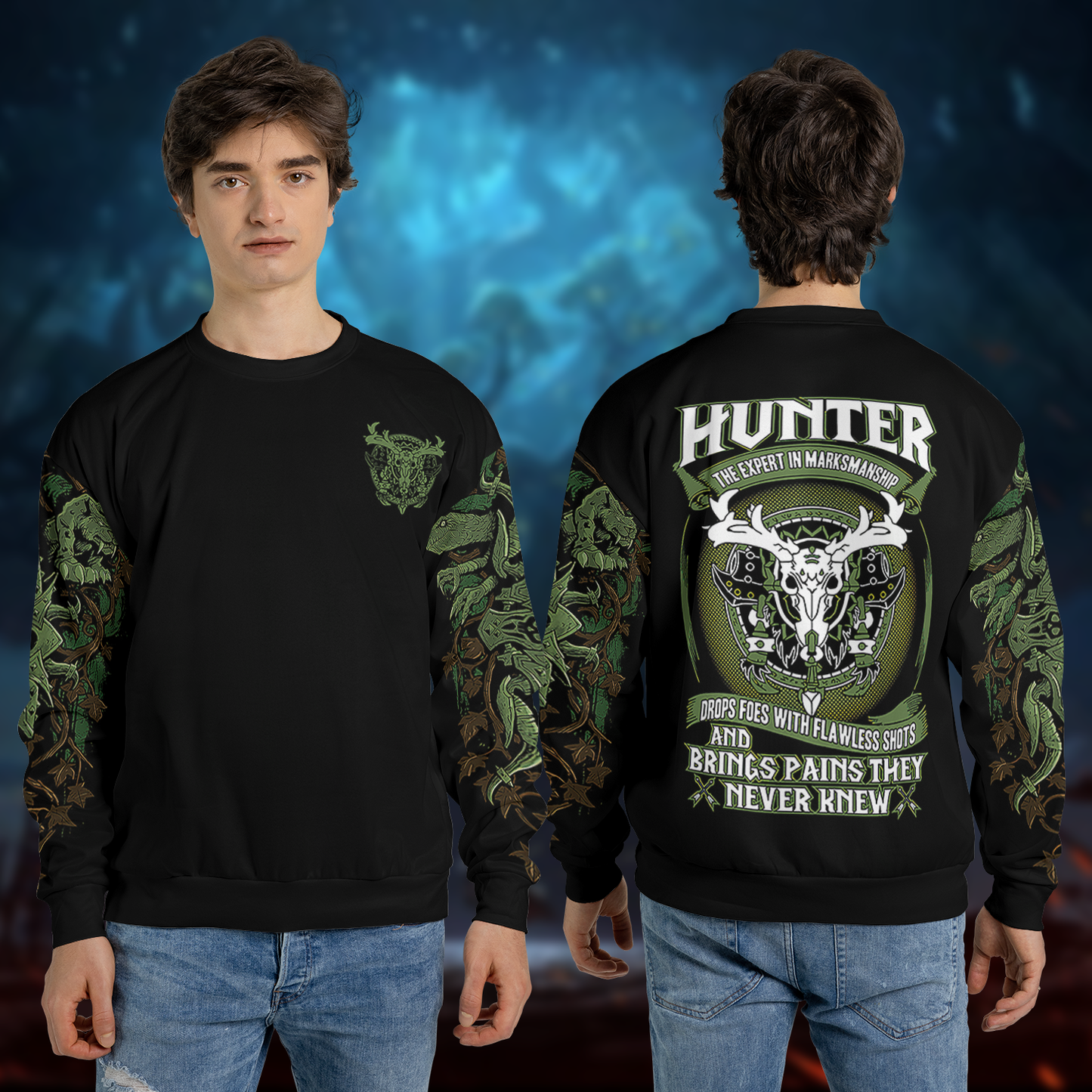 Hunter Class Color WoW AOP Sweatshirt Premium