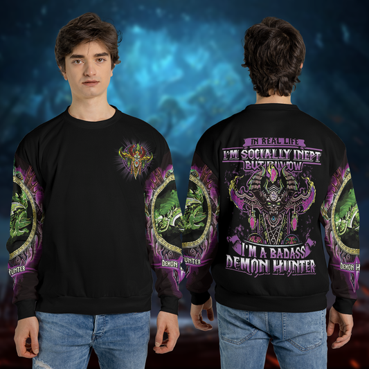 Demon Hunter Class Color WoW AOP Sweatshirt Lightweight