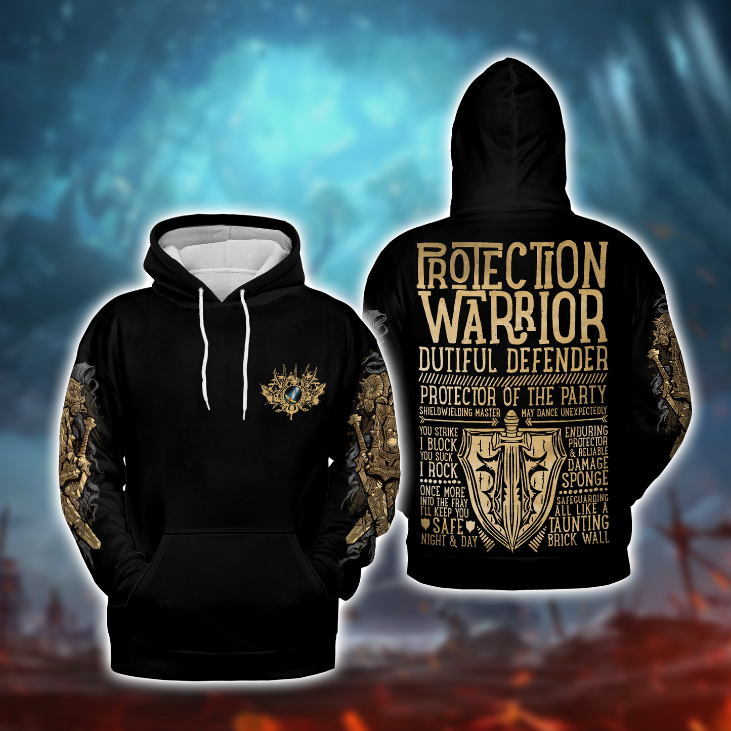 Protection Warrior WoW Class Guide V1 AOP Hoodie