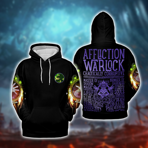 Affliction Warlock Guide Warlock Class V2 WoW Collections AOP Hoodie